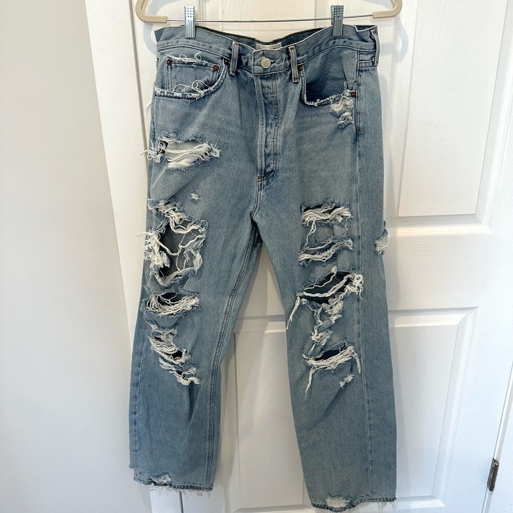 Agolde Blue Relaxed Distressed Jeans